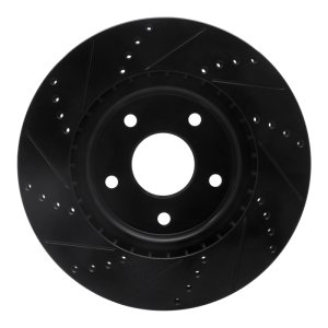 Chrysler Voyager Brake Rotor (1) - Front Right - R1 Concepts - Drilled & Slotted - Black - `12-`25